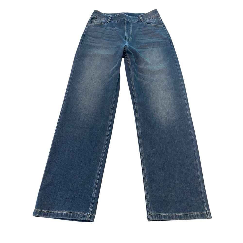Halara Flex Denim Wide Leg Jeans Medium Petite Blue High Rise Stretch NWT New - Picture 1 of 9